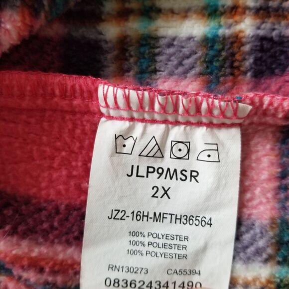 Riders by Lee Flannel Shirt Jacket Womens 2X Pink Plaid Plus Size Shacket - Picture 6 of 6